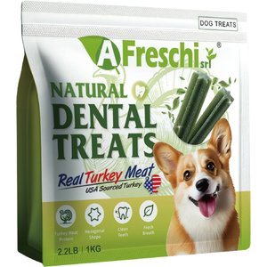AFreschi Natural Real Turkey Meat Adult Dental Dog Treats, 2.2-lb bag
