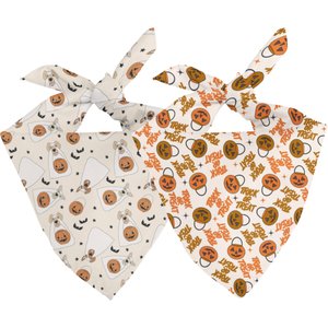 Dog Bandana Co. Trick Or Treat Dog Bandana, Orange, Large