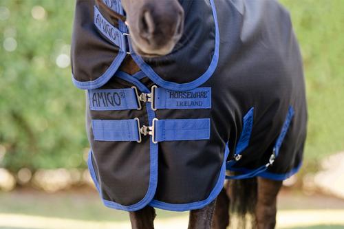 Show full view: Amigo Ripstop 900D Plus 0g Petite Horse Turnout, Black, Classic Blue, 33-in slide 2 of 5