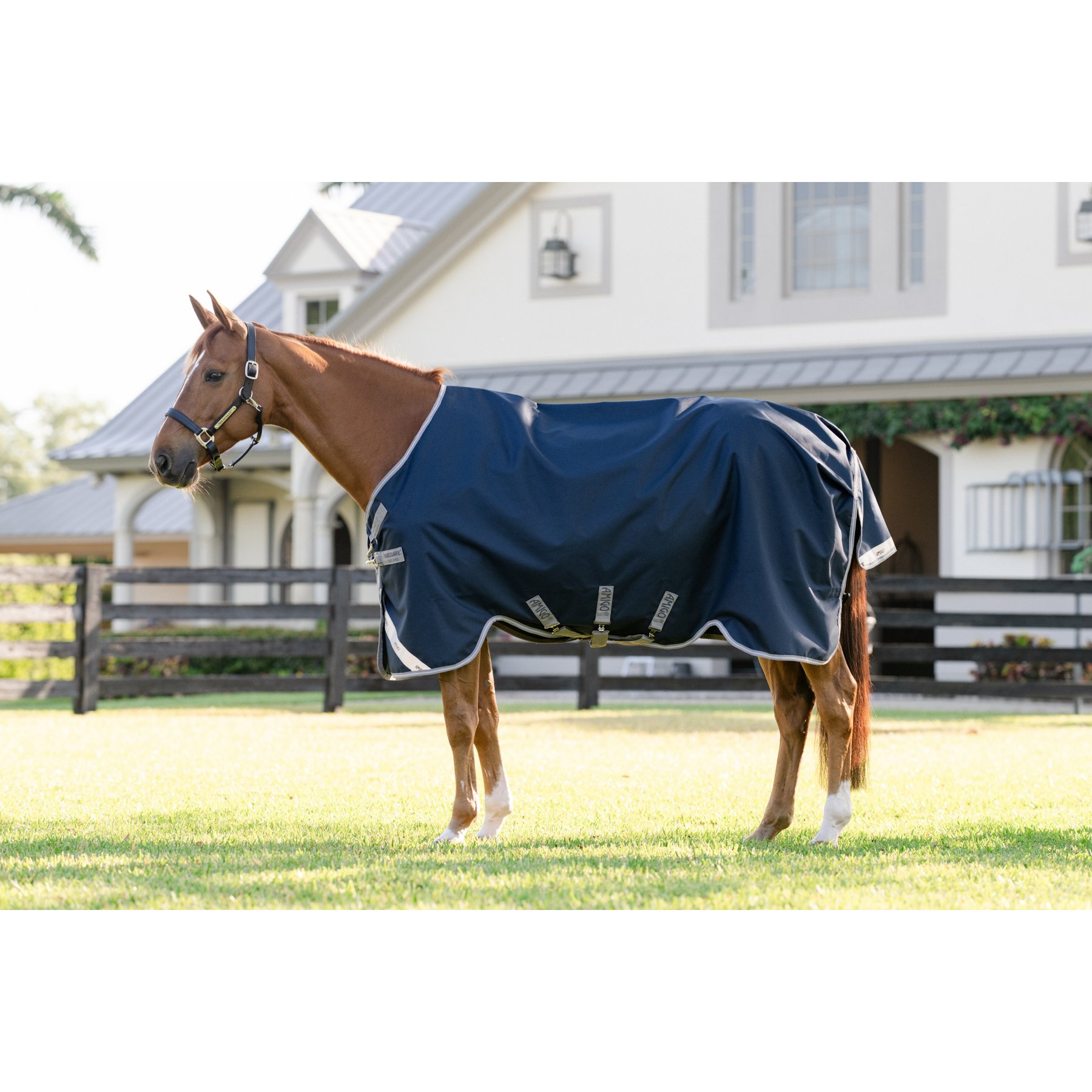 Horseware Amigo 1200D 0g Horse Turnout, Navy, Titanium Grey, Silver, 81-in