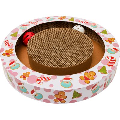 Frisco Frisco Holiday Scratch & Roll Cardboard Scratcher Cat Toy with Silvervine & Catnip
