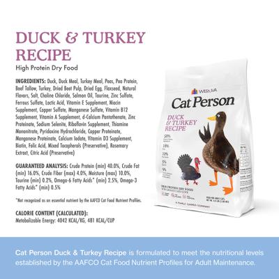 Show full view: Cat Person by Weruva Duck & Turkey Grain-Free Dry Cat Food, 4-lb bag slide 5 of 11