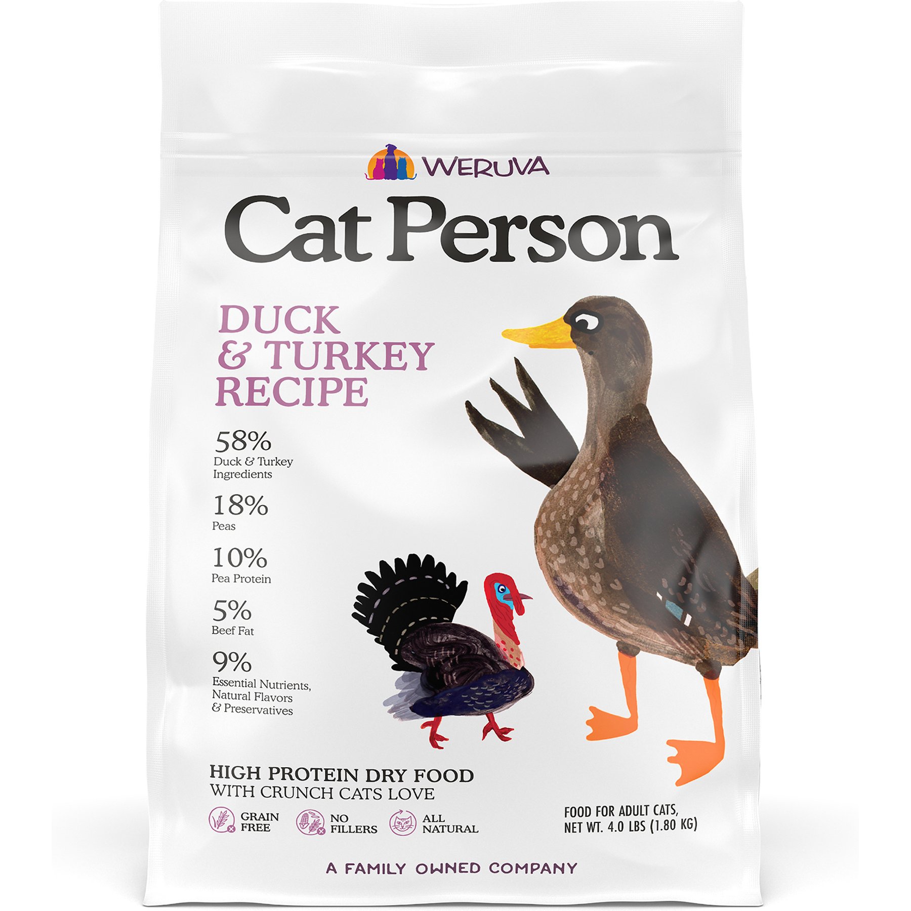 Cat Person by Weruva Duck & Turkey Grain-Free Dry Cat Food, 4-lb bag