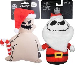Fetch For Pets Nightmare Before Christmas Holiday Santa Jack Skellington & Oogie Boogie Squeaker Plush Dog Toys, 2 count