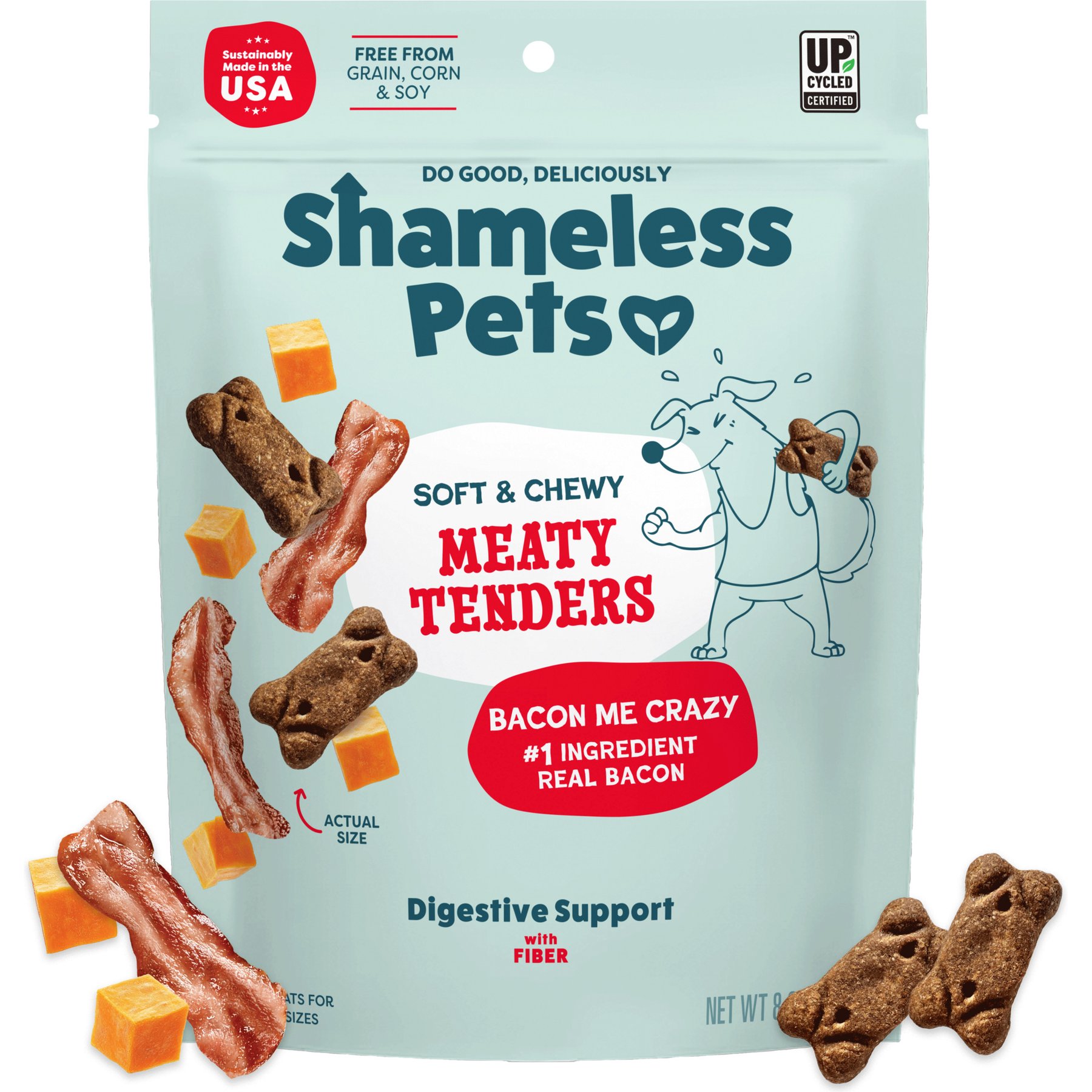 Shameless Pets Bacon Me Crazy Meaty Tenders Grain-Free Soft & Chewy Dog Treats, 8-oz bag