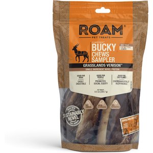 Roam Bucky Chews Sampler Value Pack Assorted Roam Venison Dog Bones