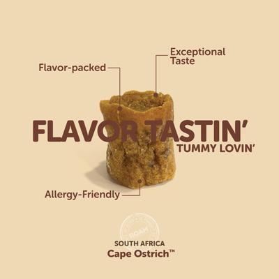 Show full view: Roam Ostrich Toppers Chicken-Free Soft & Chewy Training Dog Treats, 4-oz bag slide 5 of 6