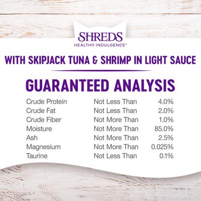 Show full view: Wellness Complete Health Healthy Indulgence Shreds with Skipjack Tuna & Shrimp in Light Sauce Grain-Free Wet Cat Food Pouches, 3-oz, case of 24 slide 8 of 11