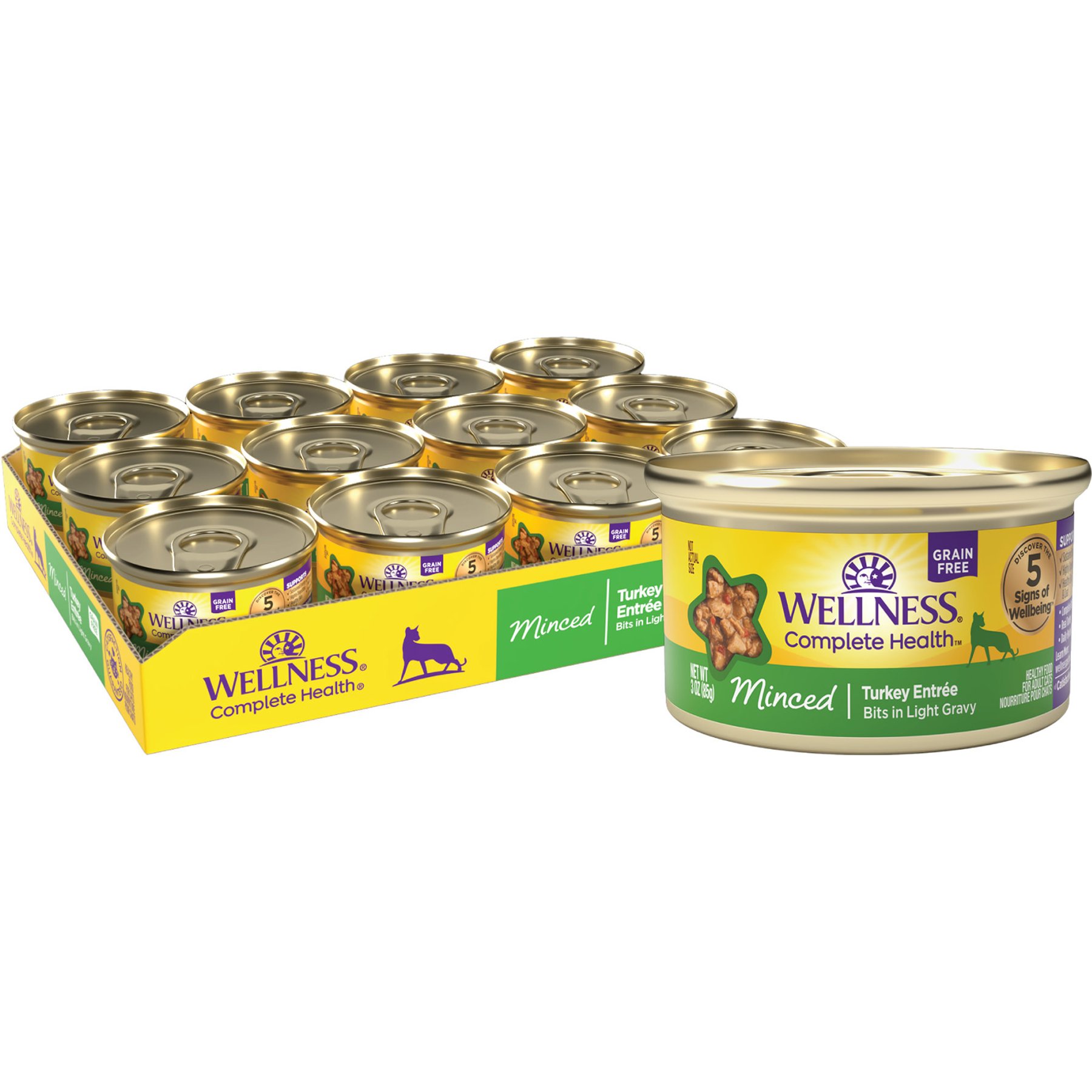 Wellness Minced Turkey Entree Canned Cat Food, 3-oz, case of 24