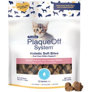 ProDen Plaqueoff System Holistic Oral Care Kitten Dental Cat Treats, 3-oz bag, count varies