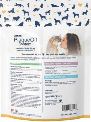 Show full view: ProDen Plaqueoff System Holistic Oral Care Kitten Dental Cat Treats, 3-oz bag, count varies slide 3 of 9