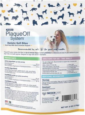 Show full view: ProDen Plaqueoff System Holistic Oral Care with Gut & Immune Support Adult Dental Dog Treats, 6-oz bag, count varies slide 3 of 9