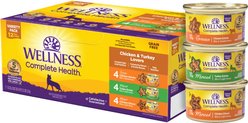 Wellness Complete Health Chicken & Turkey Lovers Gravies & Minced Variety Pack Grain-Free Wet Cat Food, 3-oz can, case of 12