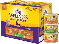 Wellness Complete Health Chicken & Turkey Lovers Gravies & Minced Variety Pack Grain-Free Wet Cat Food, 3-oz, case of 24