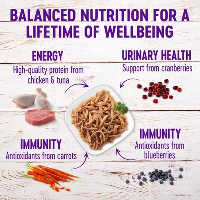 Show full view: Wellness Complete Health Healthy Indulgence Shreds Grain-Free Variety Pack Cat Food Pouches, 3-oz, case of 32 slide 4 of 11