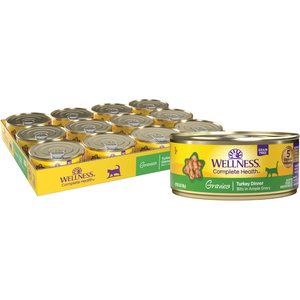 Wellness Complete Health Natural Grain-Free Gravies Turkey Dinner Canned Cat Food, 5.5-oz, case of 12