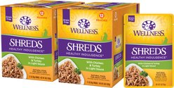 Wellness Complete Health Healthy Indulgence Shreds with Chicken & Turkey in Light Sauce Grain-Free Wet Cat Food Pouches, 3-oz, case of 24