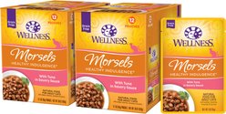 Wellness Complete Health Healthy Indulgence Morsels with Tuna in Savory Sauce Grain-Free Wet Cat Food Pouches, 3-oz, case of 24