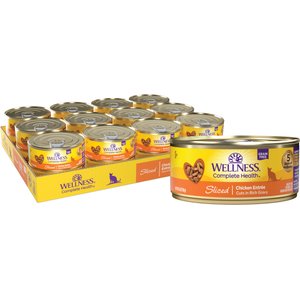 Wellness Complete Health Sliced Chicken Entree Grain-Free Canned Cat Food, 5.5-oz, case of 24