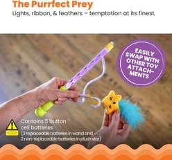 Catstages Twinkle Star Light Up LED Cat Wand Toy with Feathers & Ribbon slide 2 of 7