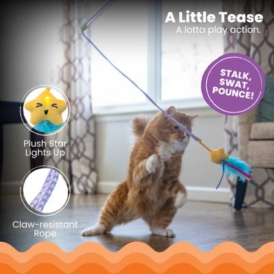 Show full view: Catstages Twinkle Star Light Up LED Cat Wand Toy with Feathers & Ribbon slide 4 of 8
