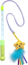 Catstages Twinkle Star Light Up LED Cat Wand Toy with Feathers & Ribbon