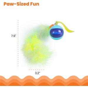 Catstages Roll & Chase Rechargeable Interactive Robot Cat Toy with Feather Teaser Tail