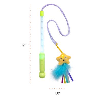 Show full view: Catstages Twinkle Star Light Up LED Cat Wand Toy with Feathers & Ribbon slide 8 of 8