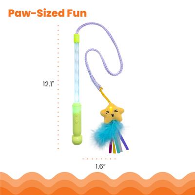 Show full view: Catstages Twinkle Star Light Up LED Cat Wand Toy with Feathers & Ribbon slide 6 of 8