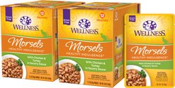 Wellness Complete Health Healthy Indulgence Morsels with Chicken & Turkey in Savory Sauce Grain-Free Wet Cat Food Pouches, 3-oz, case of 24