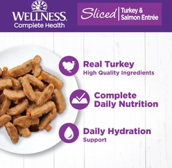 Wellness Complete Health Sliced Turkey & Salmon Dinner Grain-Free Canned Cat Food, 5.5-oz, case of 24 slide 2 of 8
