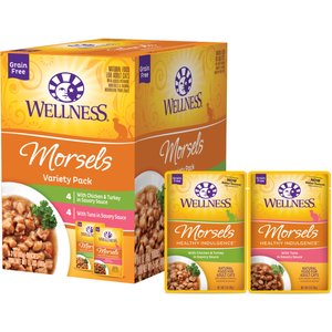 Wellness Complete Health Healthy Indulgence Morsels Grain-Free Variety Pack Cat Food Pouches, 3-oz, case of 32
