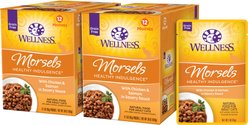 Wellness Complete Health Healthy Indulgence Morsels with Chicken & Salmon in Savory Sauce Grain-Free Wet Cat Food Pouches, 3-oz, case of 24