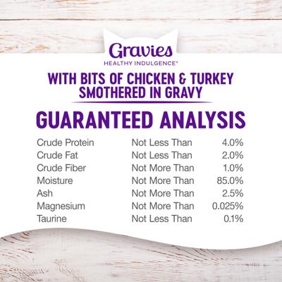 Show full view: Wellness Complete Health Healthy Indulgence Gravies with Bits of Chicken & Turkey Smothered in Gravy Grain-Free Wet Cat Food Pouches, 3-oz, case of 24 slide 8 of 11