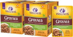Wellness Complete Health Healthy Indulgence Gravies with Bits of Chicken & Turkey Smothered in Gravy Grain-Free Wet Cat Food Pouches, 3-oz, case of 24