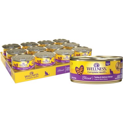 Wellness Wellness Sliced Turkey & Salmon Canned Cat Food, 5.5-oz, case of 24