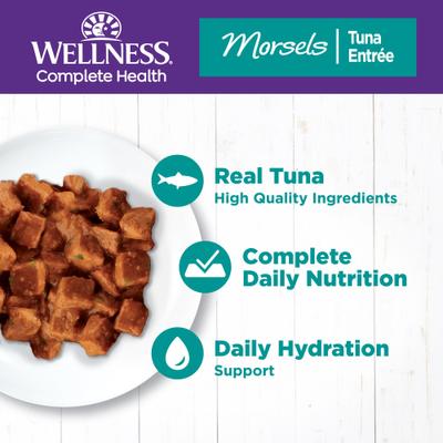 Show full view: Wellness Complete Health Cubed Tuna Entree Grain-Free Canned Cat Food, 3-oz, case of 24 slide 3 of 10