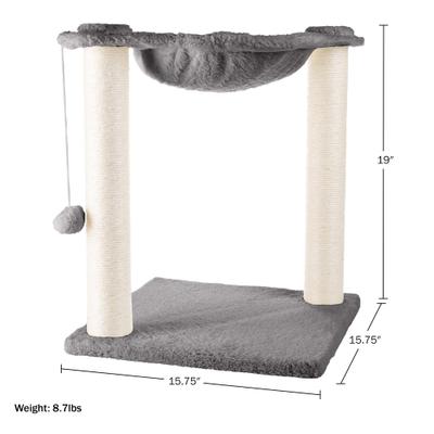 Show full view: Pet Adobe Cat Hammock with Scratching Posts, Gray slide 2 of 6