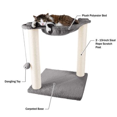 Show full view: Pet Adobe Cat Hammock with Scratching Posts, Gray slide 4 of 6