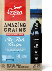 ORIJEN Amazing Grains Six Fish High-Protein Dry Dog Food, 22.5-lb bag