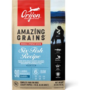 ORIJEN Amazing Grains Six Fish High-Protein Dry Dog Food, 22.5-lb bag