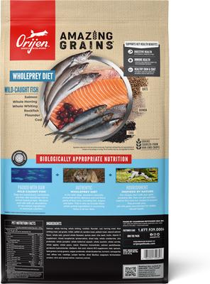 Show full view: ORIJEN Amazing Grains Six Fish High-Protein Dry Dog Food, 22.5-lb bag slide 3 of 12