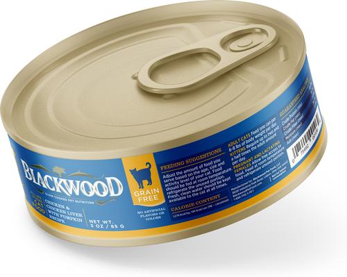 Show full view: Blackwood Chicken & Chicken Liver with Pumpkin Recipe Grain-Free Wet Cat Food, 3-oz can, case of 12 slide 3 of 6