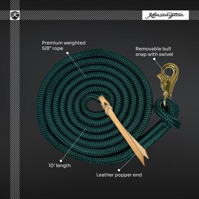Show full view: Kensington Protective Products Clinician Horse Training Lead Rope, 10-ft, Black/Black slide 3 of 5