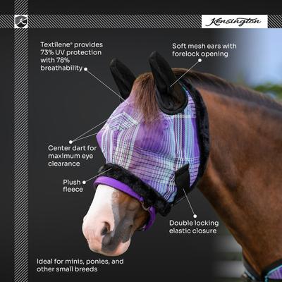 Show full view: Kensington Protective Products Mini & Pony Fly Mask with Soft Ears & Fleece Trim, Kentucky Blue, Pony slide 4 of 6
