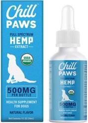 Chill Paws Organic 500mg Full Spectrum Hemp Extract Tincture Calming Supplement for Dogs, 1-fl oz bottle slide 1 of 5