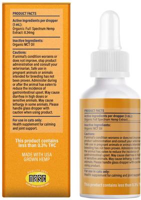 Show full view: Chill Paws Organic 250mg Full Spectrum Hemp Extract Tincture Calming Supplement for Cats, 1-fl oz bottle slide 3 of 5