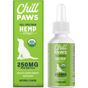 Chill Paws Organic 250mg Full Spectrum Hemp Extract Tincture Calming Supplement for Dogs, 1-fl oz bottle