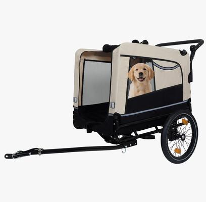 Show full view: Yafylly Bike Trailer & Push Cart for Pets with All-Terrain Wheels, Large, Beige/Black slide 2 of 5