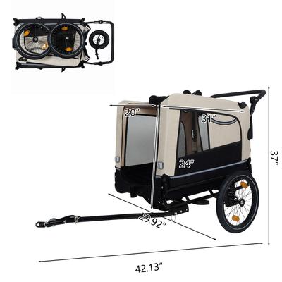 Show full view: Yafylly Bike Trailer & Push Cart for Pets with All-Terrain Wheels, Large, Beige/Black slide 3 of 5